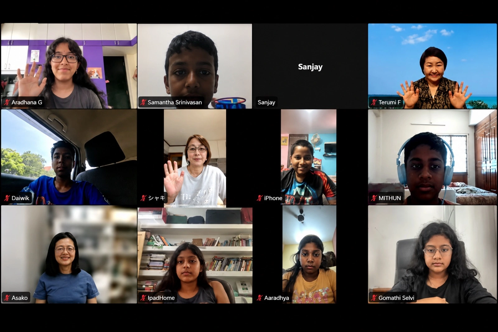 A teen batch practising greetings on camera